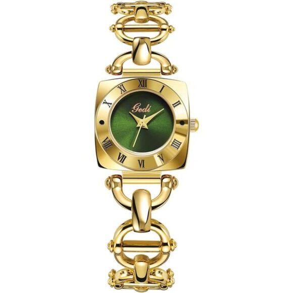 Luxury Fashion Watch Square Gold Quartz Watch Carved Roman Numerals Logo